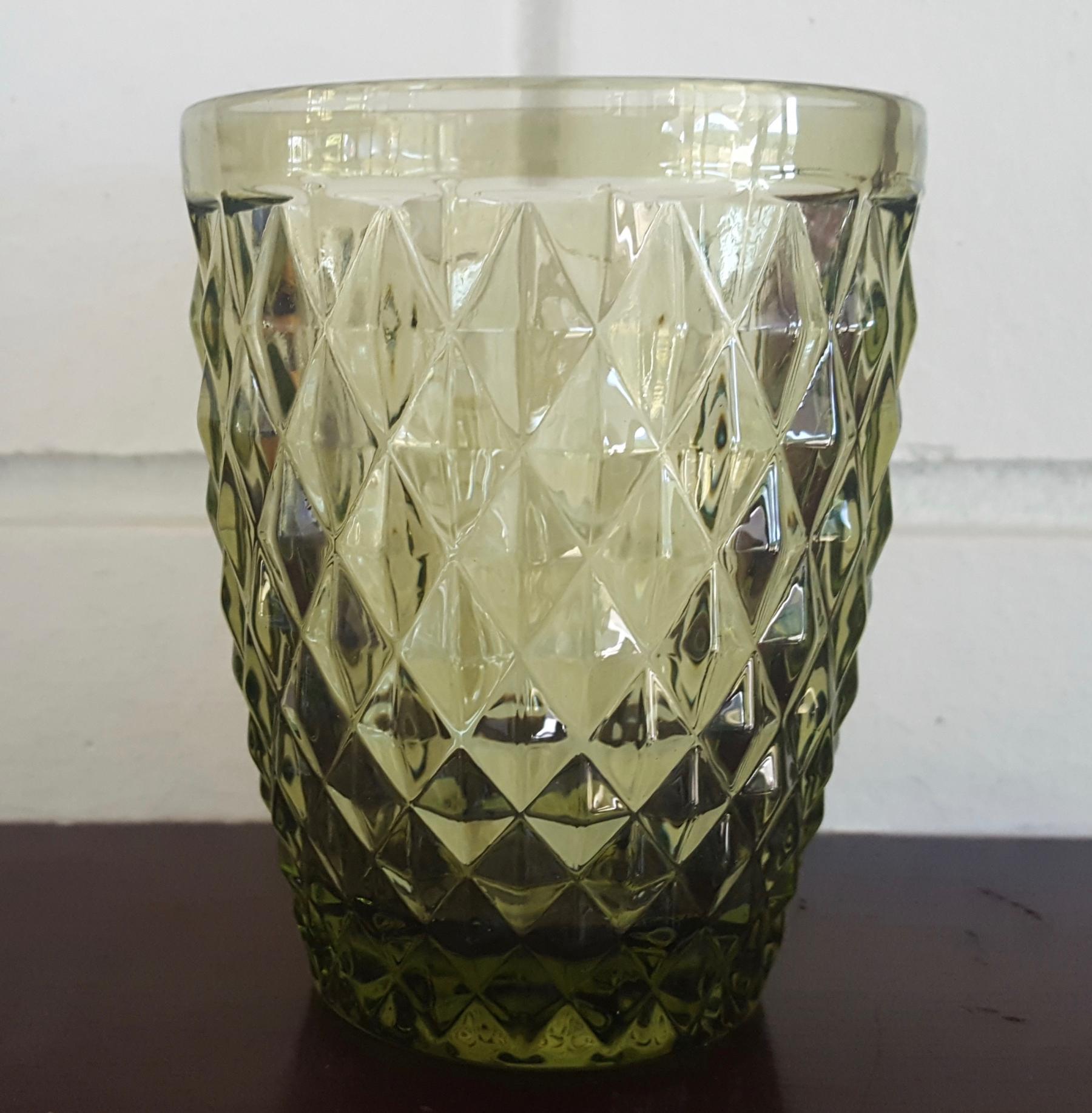 Green water glass Frank and Joy