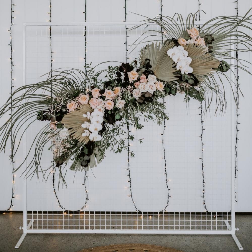 White wire backdrop - Frank and Joy