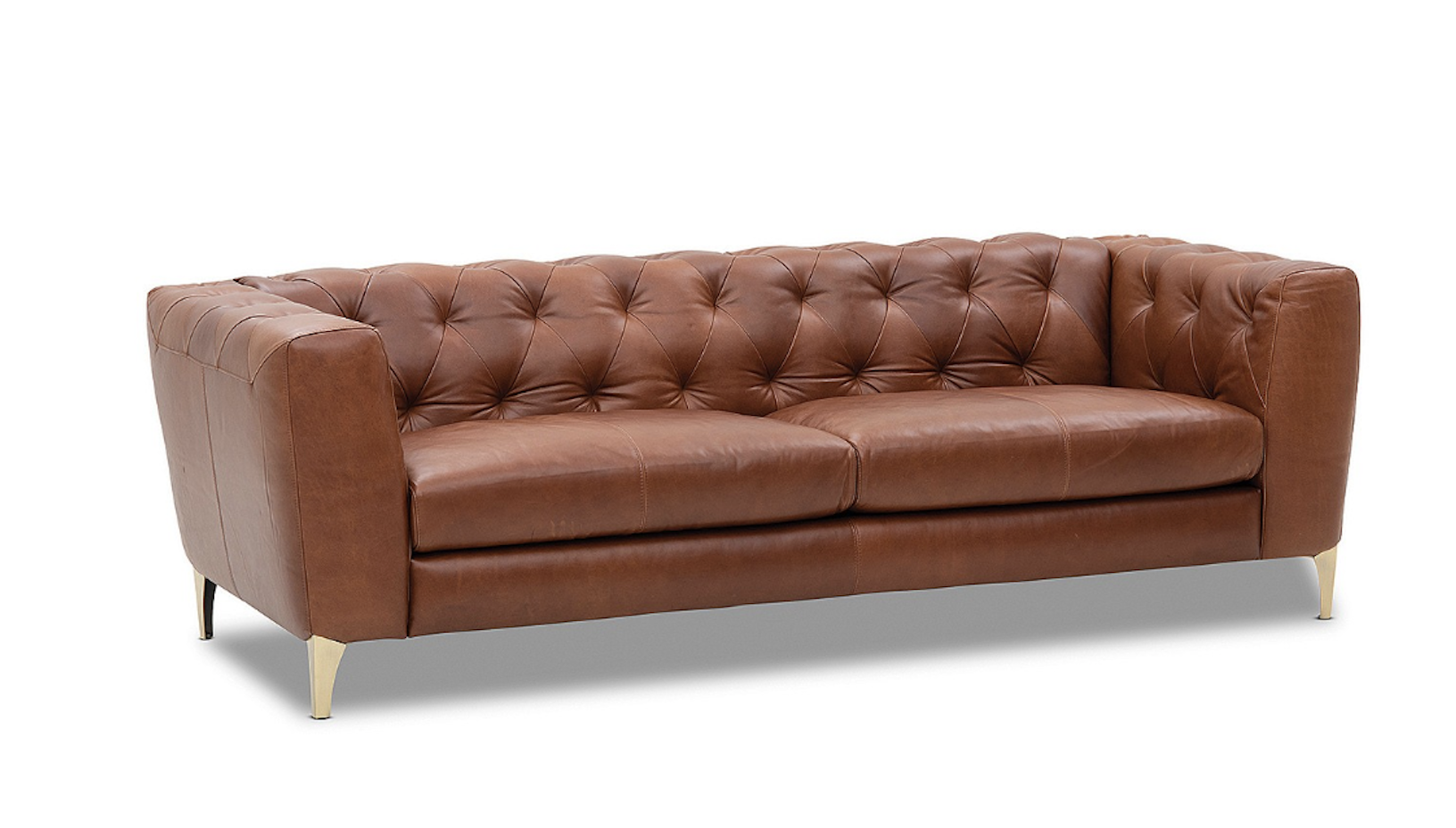 harrison mid century modern loft leather chesterfield sofa
